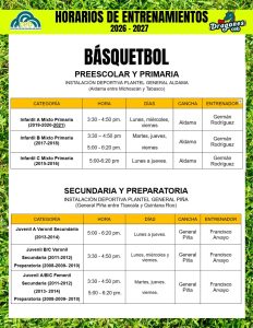 Horario de Entrenamientos 26-27
